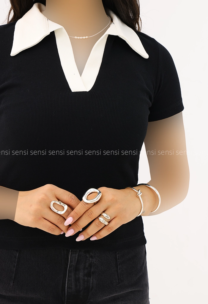 پلوشرت زنانه کبریتی کشی یقه سفید کد1006510